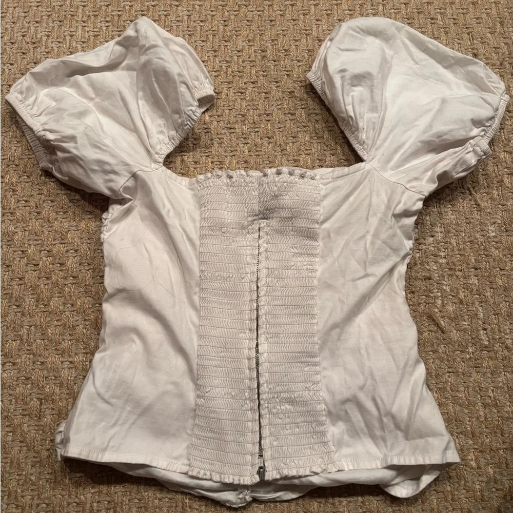 Reformation White Radish Puff Sleeve Blouse